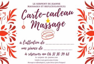 carte-cadeau offrir un massage au Serpent de Jeanne motif hiver